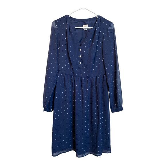 Blue White Swiss Dot Sheer Casual Dress Womens Small A New Day basic - Picture 1 of 4